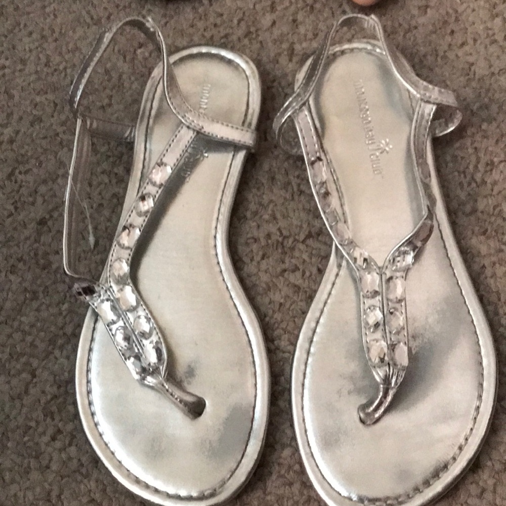 Silver color thong sandals